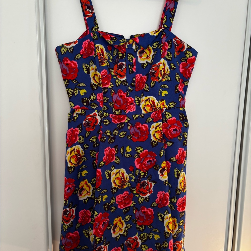 Forever 21 blue dress with Red and Yellow flowers
